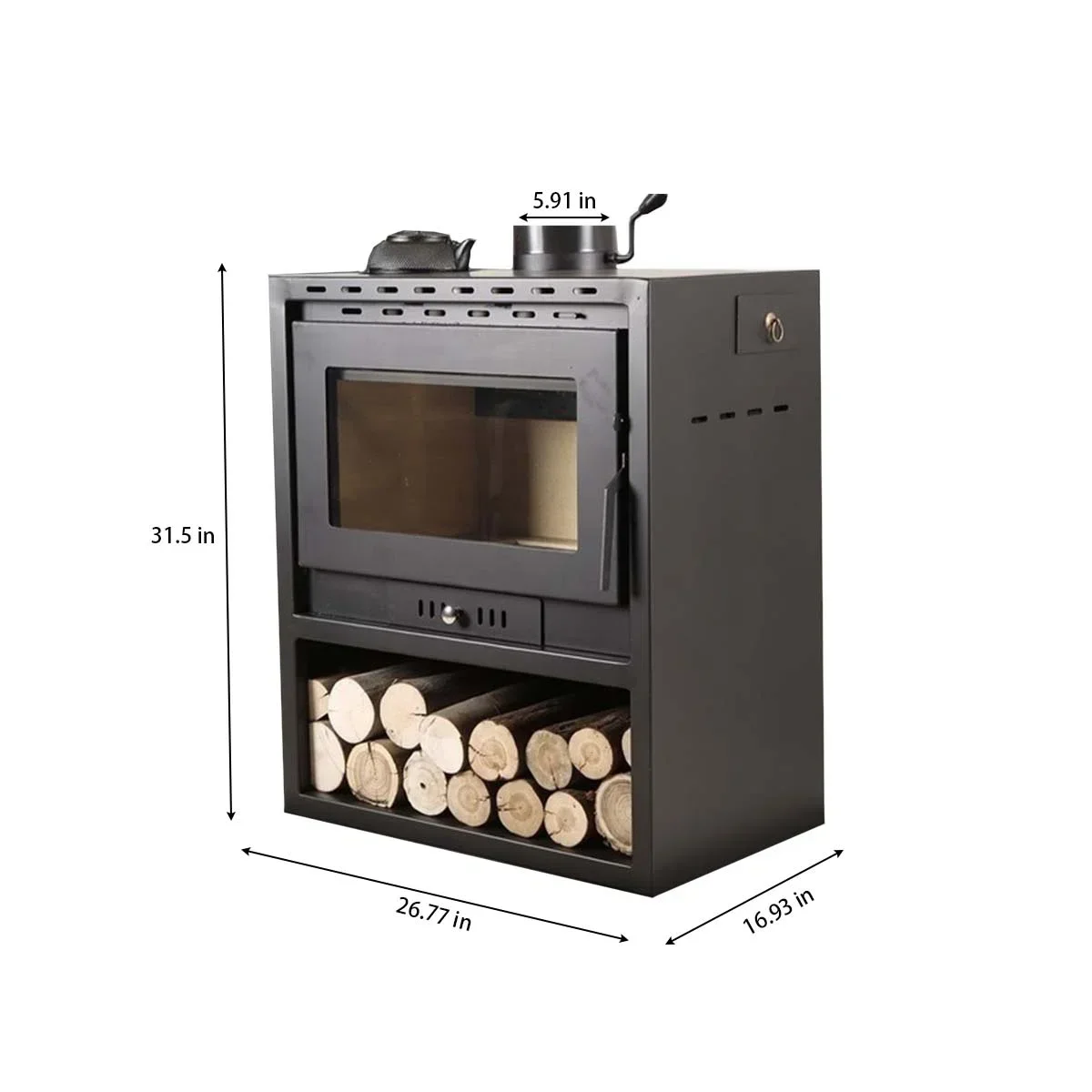 Black Cast Iron Biomass Furnace Independent Mount Small Sawdust Pellet Wood Stove Indoor Home Heating Heater