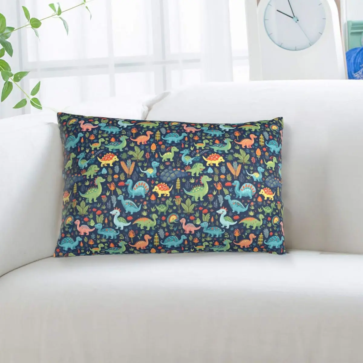 Cartoon Cute Dinosaur Pattern Rectangle Pillowcase Cushion Cover Decorative Bedroom Bed Home Comfort Throw Pillow