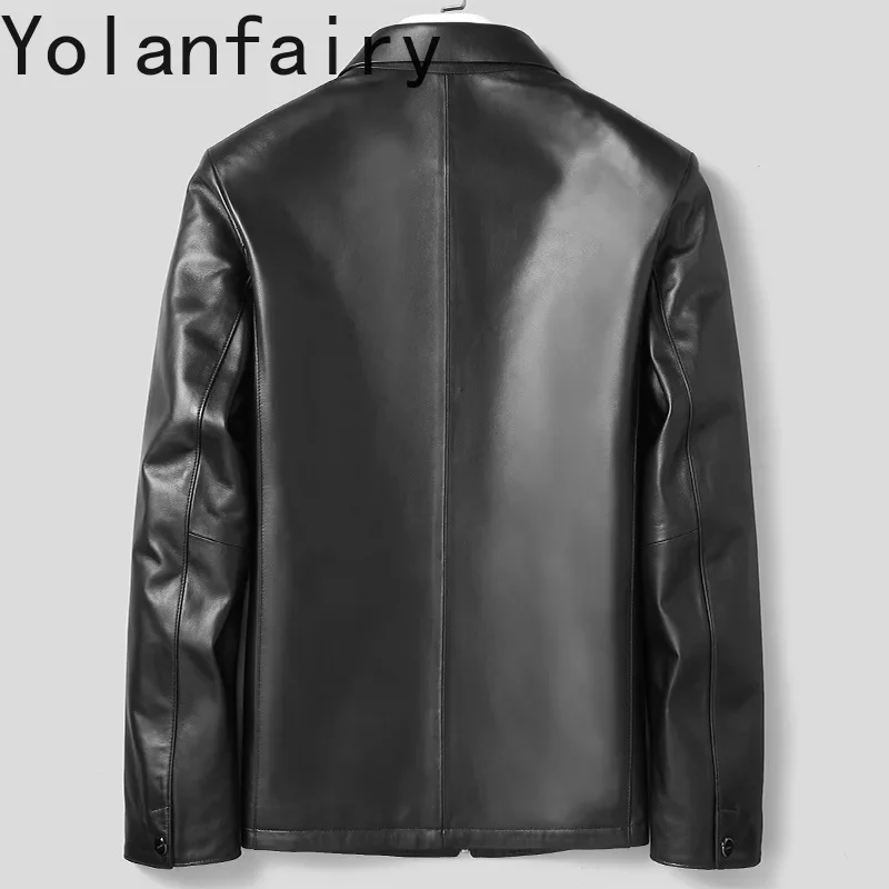 YOLANFAIRY Genuine Leather Sheepskin Mens Jacket  Spring Autumn New in Jackets Short Lapel Coats Fashion Chaquetas Para Hombre