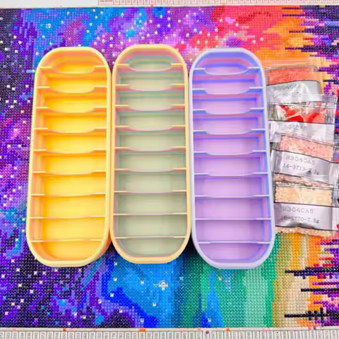 10 Grids Diamond Packets Storage Box Ziplock Bags Jewelry Bead Storage Box With Color-Coded Painting Tools Accessories