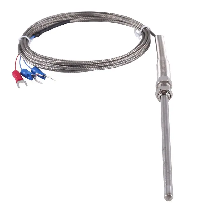 A77I Steel Temperature Probe Pt100 RTD Sensor Cable 2M 98 Mm 3 Wires -50 - 400 Celsius