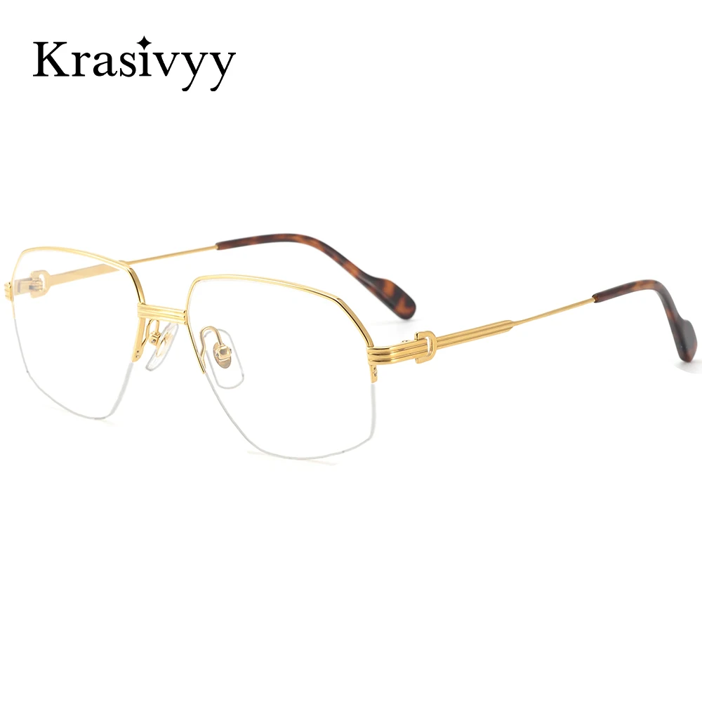

Krasivyy Pilot Pure Titanium Glasses Frame Men Ultralight Luxury European Prescription Eyeglasses Women Brand Optical Eyewear