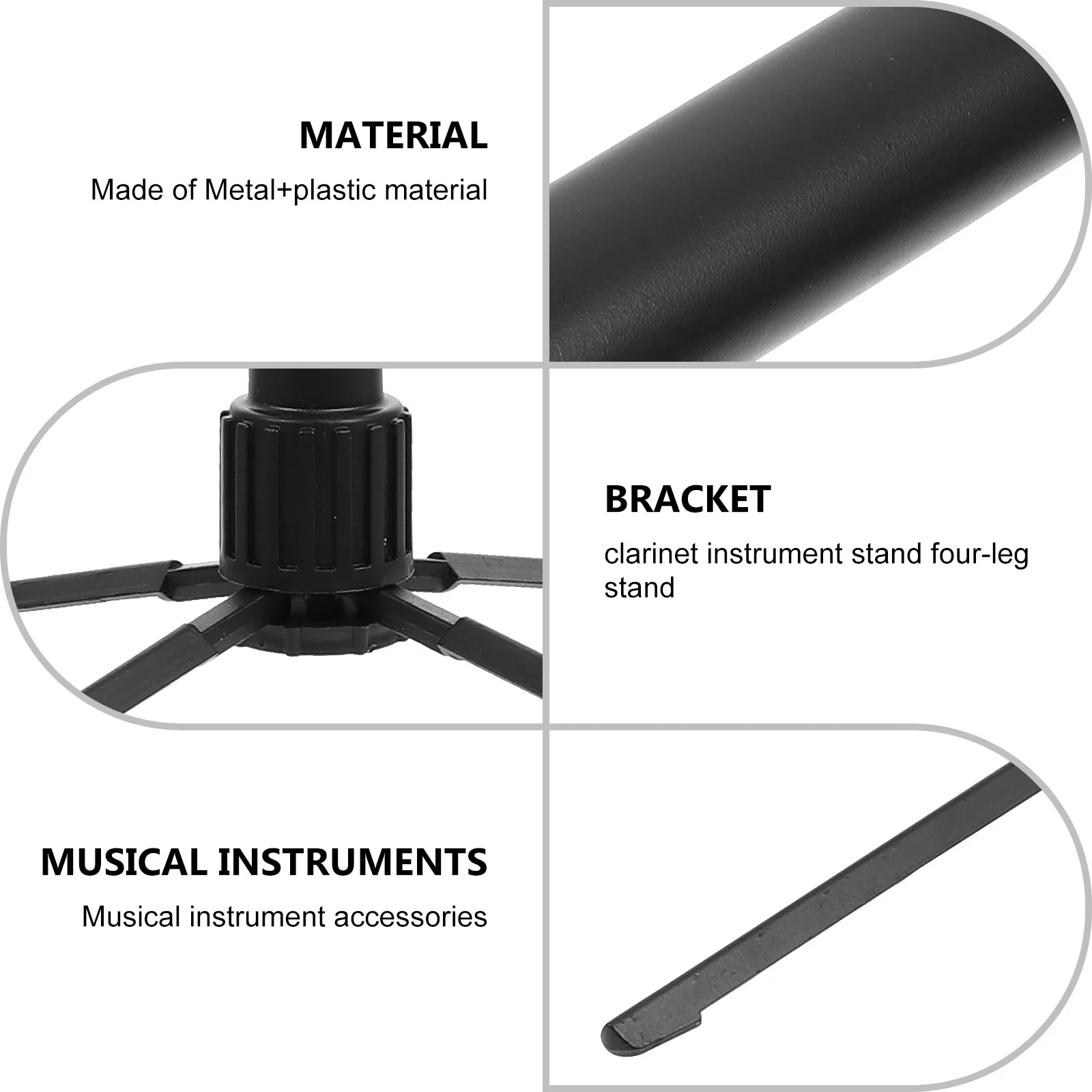 

Musical Instrument Stand Detachable Clarinet Flute Oboe Tripod Holder Accessory Black Accessories