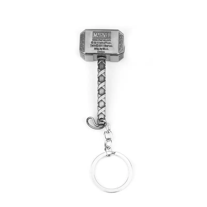 Marvel the Avengers Thor Odinson Pendant Keychain Movie Silver color Thor Hammer Keyring for Men Car accessory Toy Gift