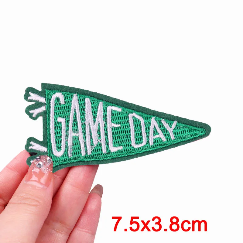 Sport Football Game Day Embroidered Patches American Football Pennant Cheerleader Iron On Patches For Clothes Game Day Patch view 6