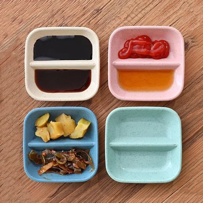 Kitchen Seasoning Dish Creative Wheat Straw Dish Plastic Snack Plate Pickles Saucer Household Tableware Sauce Dipping Snack Dish