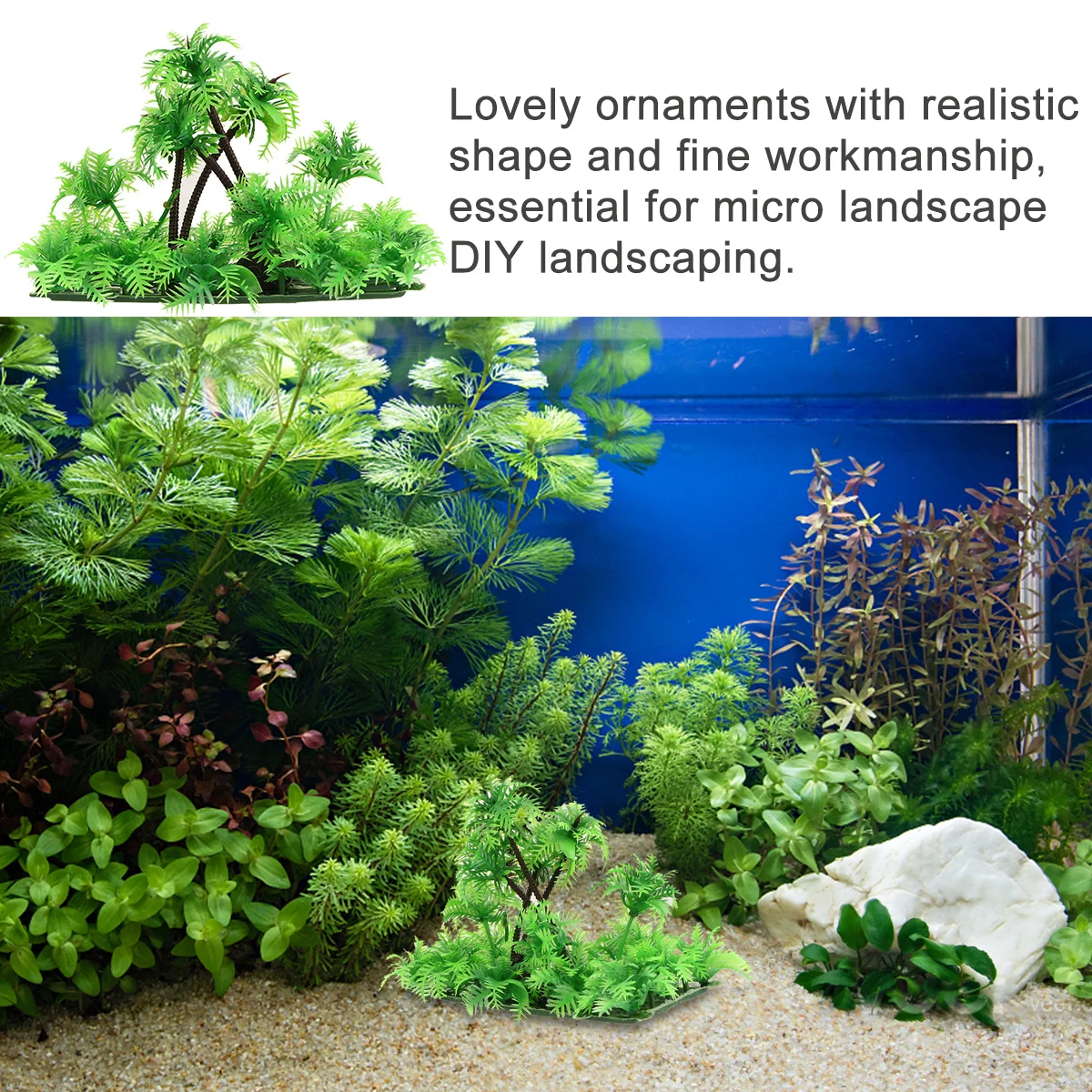 

1pc Simulation Coconut Tree Realistic Artificial Aquarium Tree For Fish Tank Decor Underwater Plants Plastic Ornament