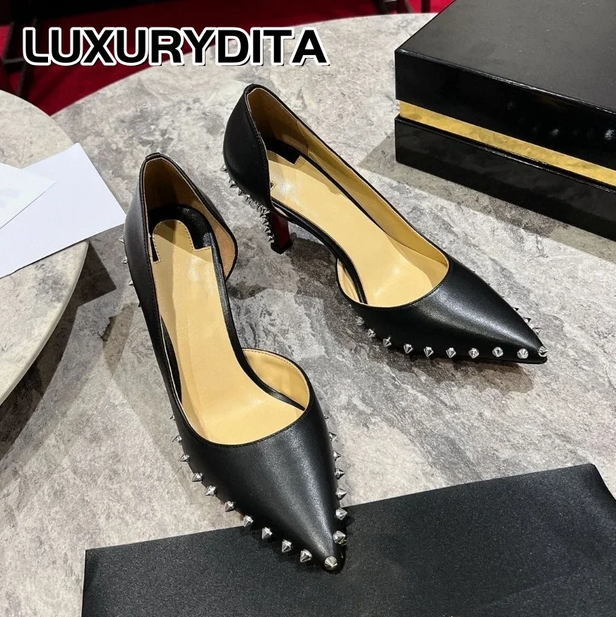 

Top Quality Womens High Heels 0-12cm Luxury Fashion Ladies Sandals Designer Classic Red Heel Real Leather sole Mules Shoes2337