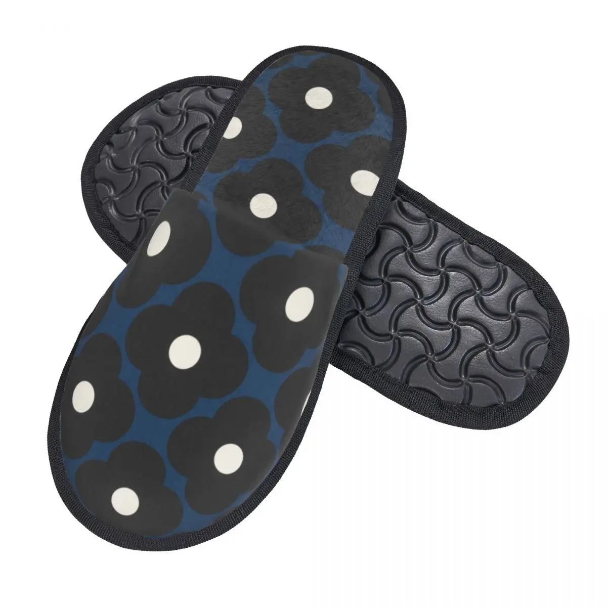 Custom Women Orla Kiely Prints Spot Flower Dark Marine House Slippers Soft Warm Memory Foam Fluffy Slipper Indoor Outdoor Shoes