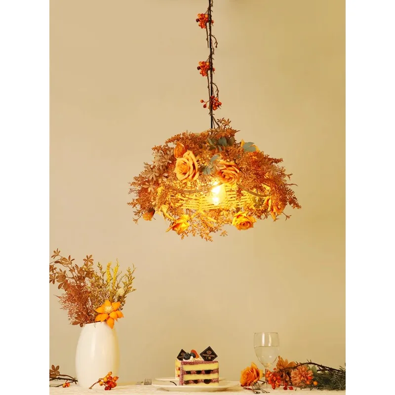 

Qingba art chandelier dessert cafe Internet celebrity hot pot restaurant booth bar window flower shop flower decoration lamp