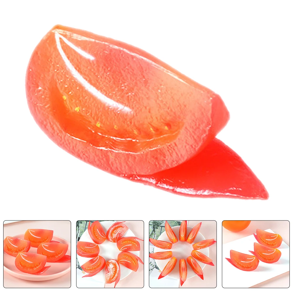 

4pcs Lifelike Tomato Slices Simulation Vegetable Kitchen Decoration Props Realistic Artificial Tomato For Photography Display