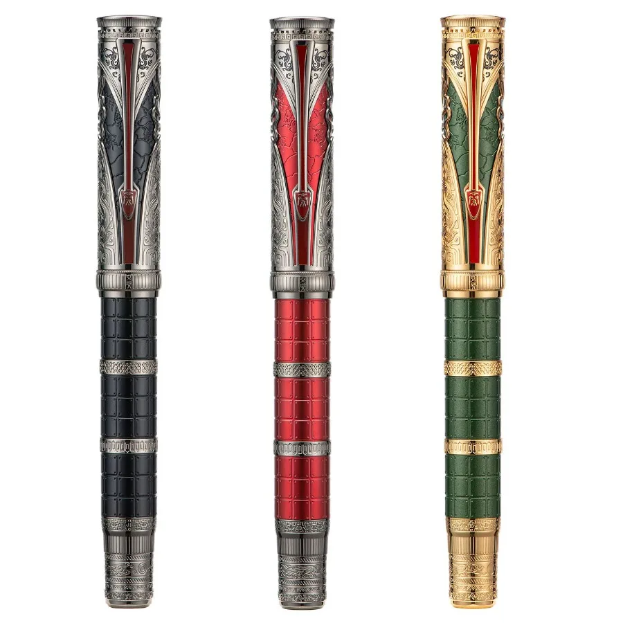 For Hongdian D5S Qin Metal Fountain Pen Dynasty Series EF/F Nib Converter Exquisite Retro Writing Engraved Chinese Style