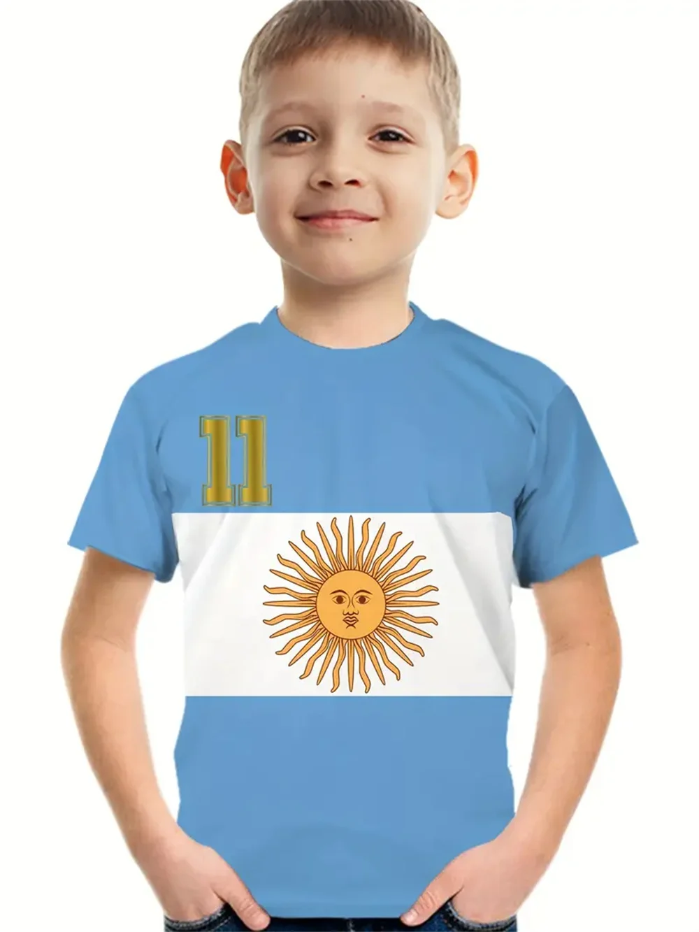 Argentina Flag 3d Print Boy Short Sleeve Tees Boys Clothes Children's Clothing Fashion Graphic T Shirts Casual Baby T-Shirts