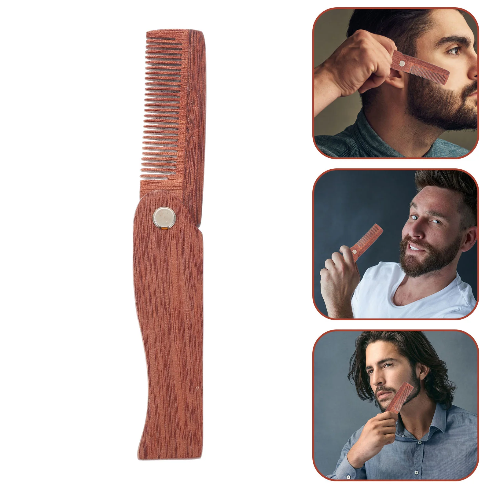 

Beard Comb Grooming Tool Pocket Hair Wooden Mustache Supply Portable Contoured Folding