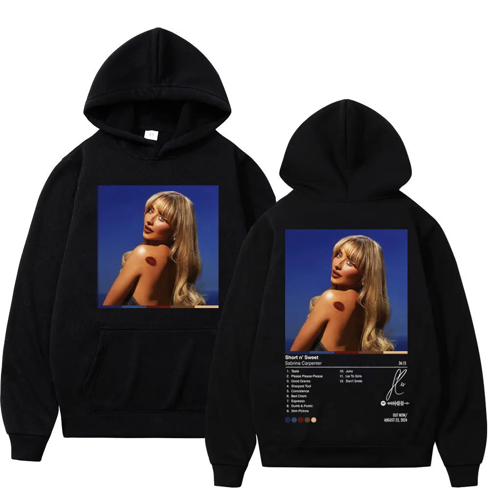 Sabrina Carpenter Short N' Sweet Album Print Hoodie Men Women Rock Hip Hop Hooded Sweatshirts Fashion Casual Oversized Pullovers