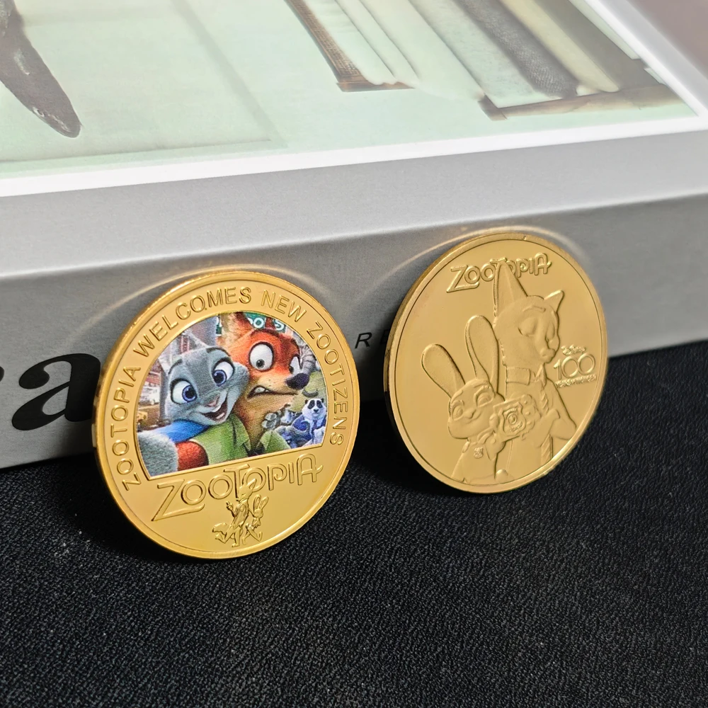 Zootopia Commemorative Medal Craft Colorful Gold Fidget Bage Collection Souvenir Gift for Movie Fans Kids Home Decor Ornament