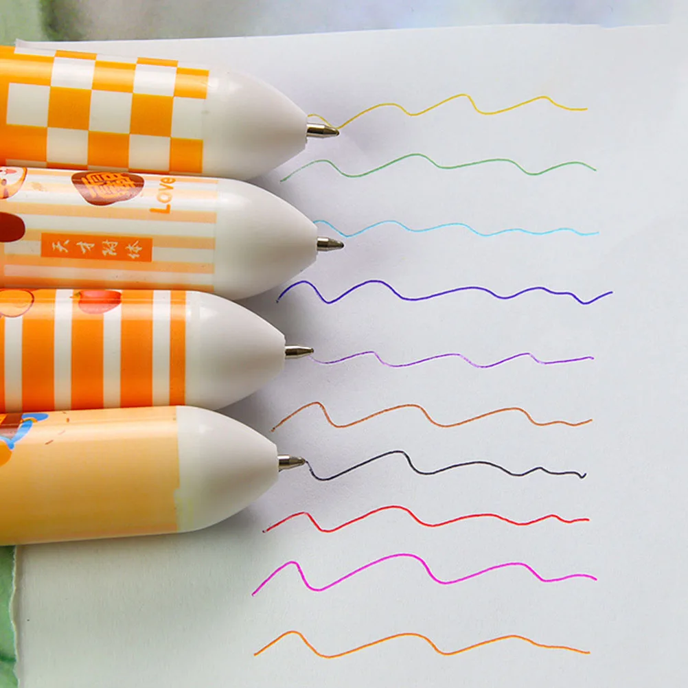 

8pcs Multicolor Ballpoint Pens Portable Press Type Writing Pens For Kids Students Fine Point Pen In One Tiger Design School