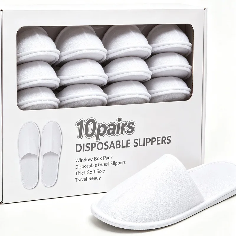 Disposable Slippers White Non Slip Unisex Hotel Spa Travel Slippers Lightweight Eco Friendly Comfortable Soft Slipper Women Men