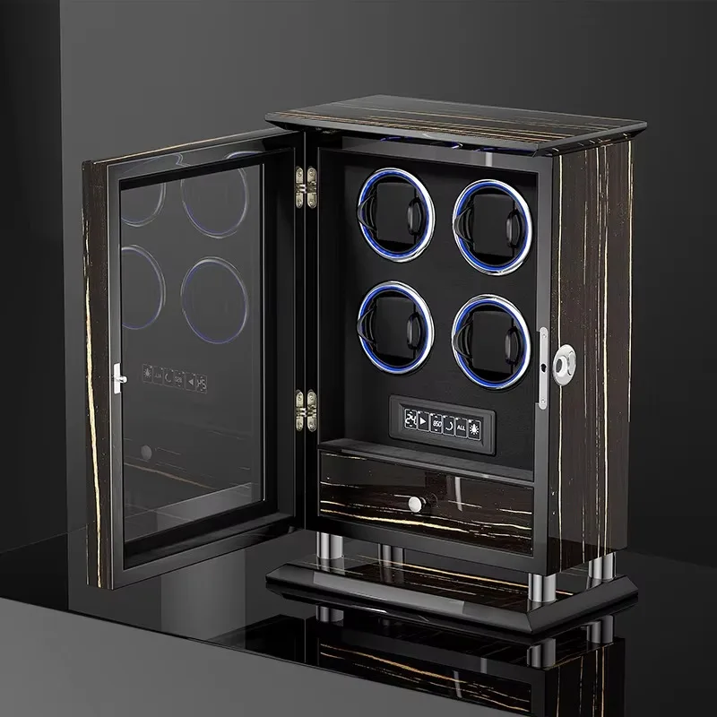 Watch Storage Wooden Automatic Motor Watch Winder Display Shaker 3 4 6 Slot Adjustable Light Rolling Speed