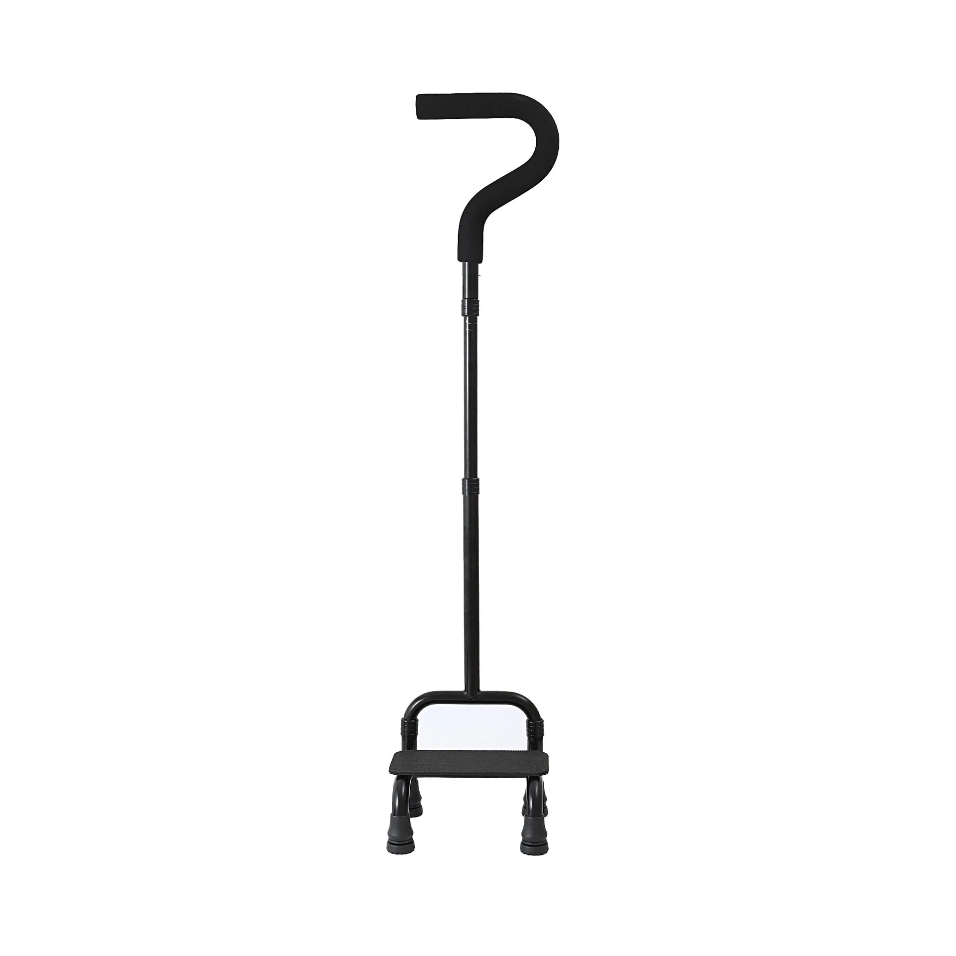 Factory Wholesale Sturdy Four-corner Base Bent Cane Walking Stick For Elderly Assistance Crutch