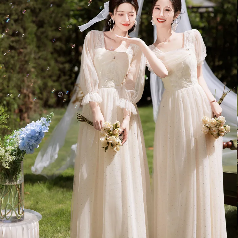 

Champagne Colored Satin Dr 2024 New Sle Ele High Waist A-Line Midi Dr for Maids of Sister Gang to Wear