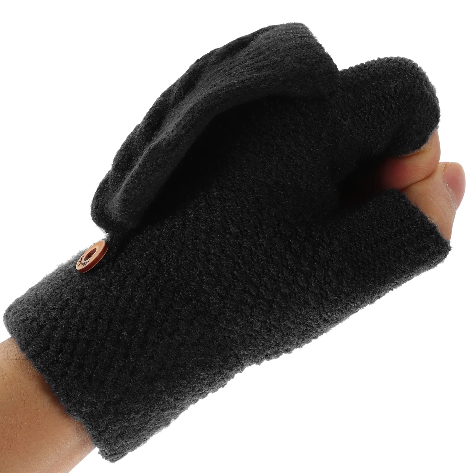 

1Pair Warm Fingerless Gloves Women Convertible Knitted Cashmere Mittens Flip Design Phone Use Winter Gloves Convertible Mittens