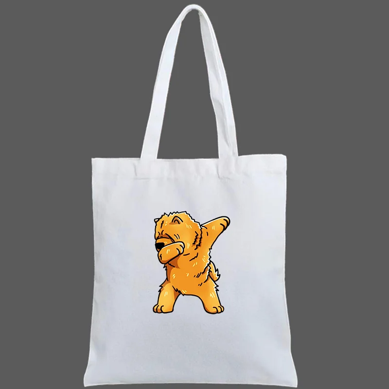 Dabbing  Chow Chow Dog Eco Shopper Bags Shopping Bag Tote Bag Shoulder Bag Canvas Bags Large Capacity College Handbag