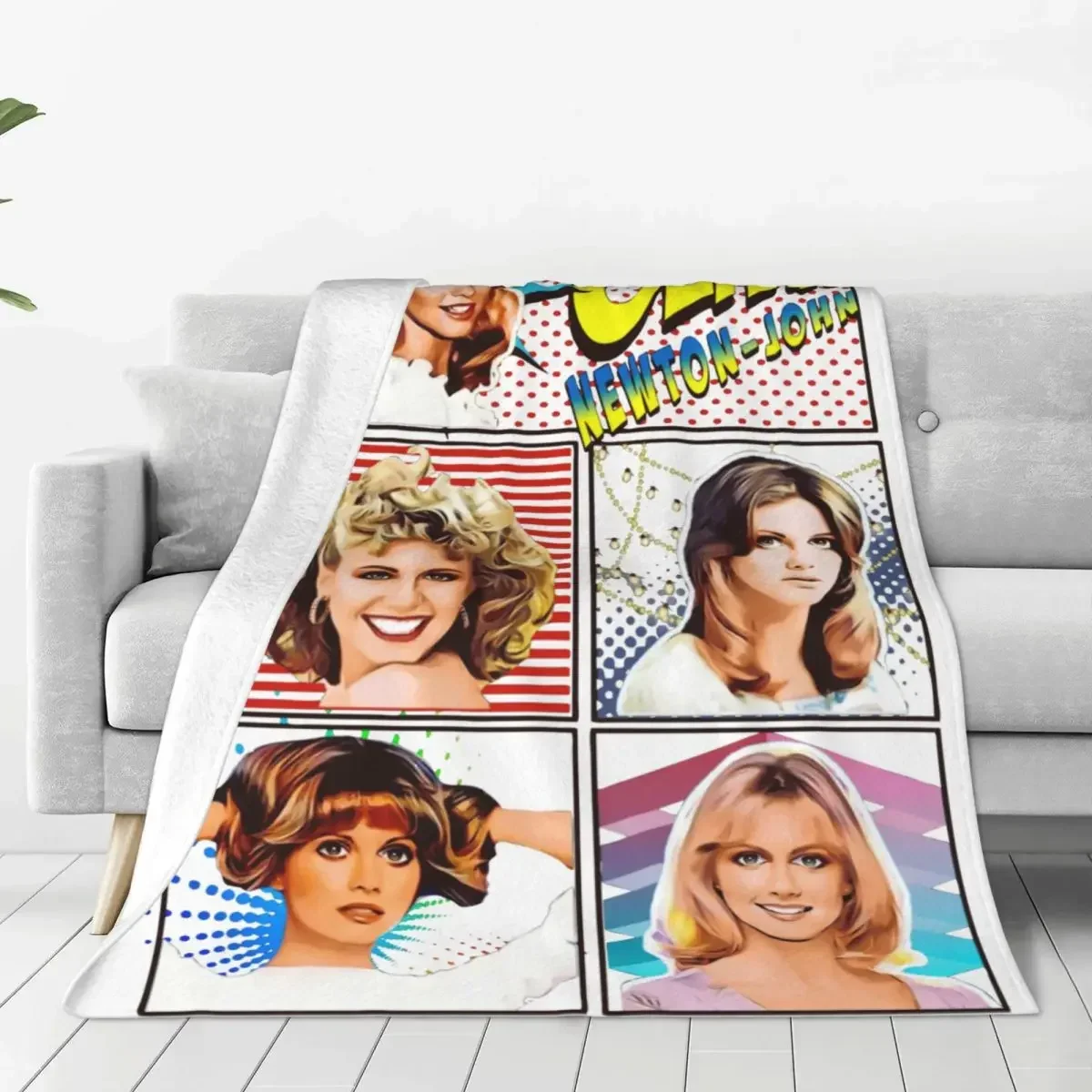 Olivia Newton John Comic Strip Blanket Flannel Throw Blanket Summer Air Conditioning Decoration Soft Warm Bedsprea