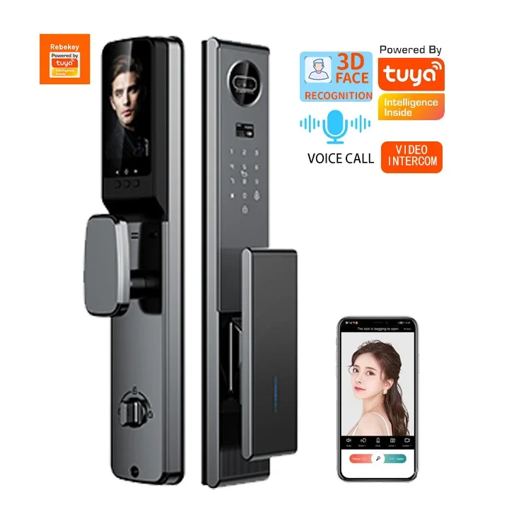 

yyhcWiFi Video Intercom Face Door Lock with Camera Real-time Monitoring Fingerprint WiFi APP 3D Face Rrecognition Smart Lock