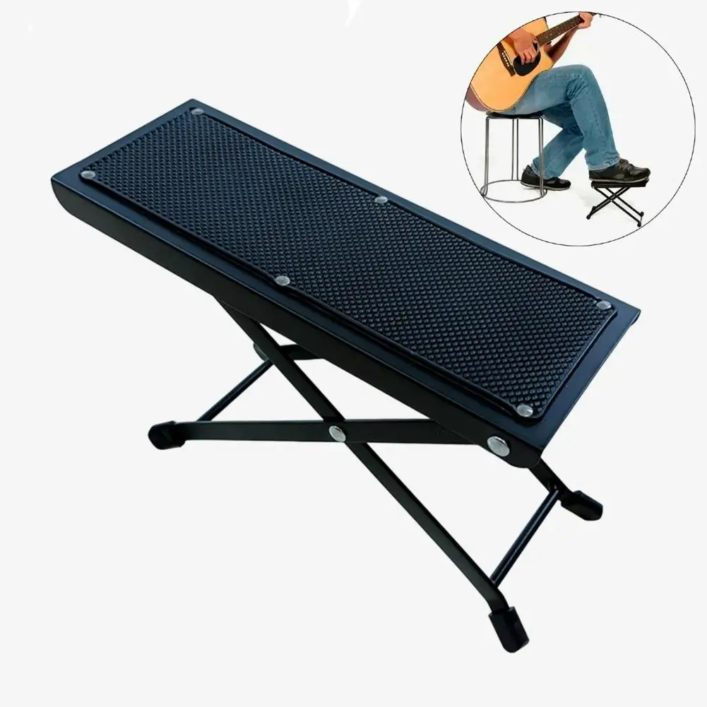 Guitar Foot Stool Ergonomic Foot Rest For Playing Guitar Pedal Height Adjustable Foot Rest  Rubber Pads Guitar Step Footstool