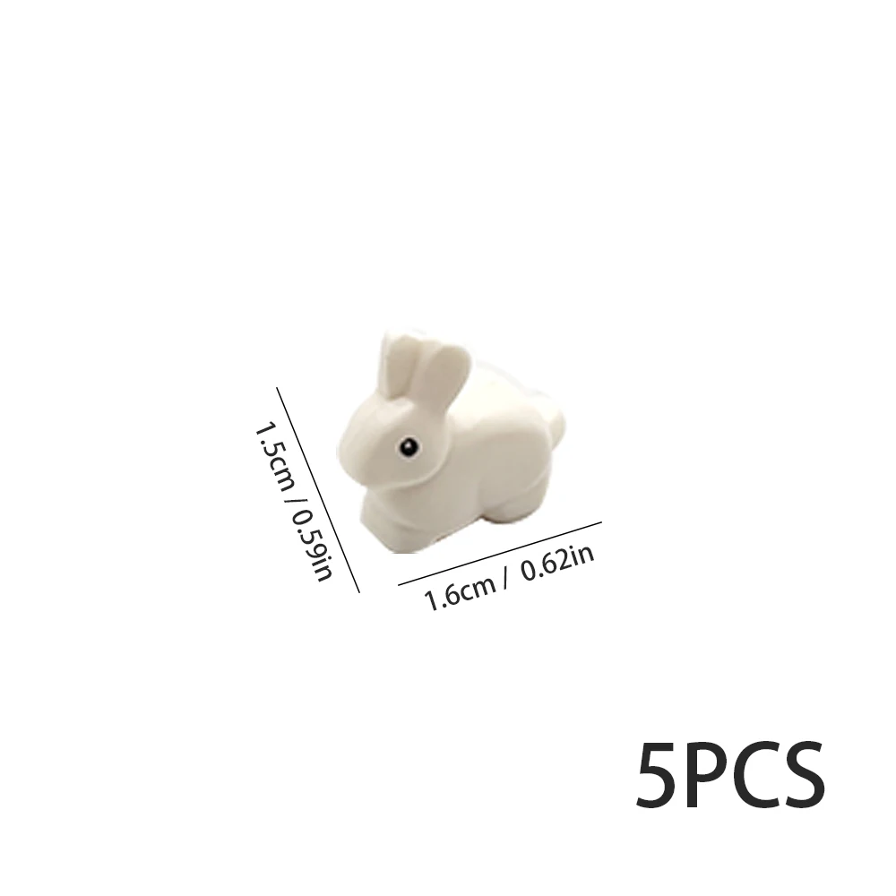 5 PCS MOC Animal building blocks  White  Rabbit  zoo  bunny Educational building block toys  DIY expansion children's toys gift