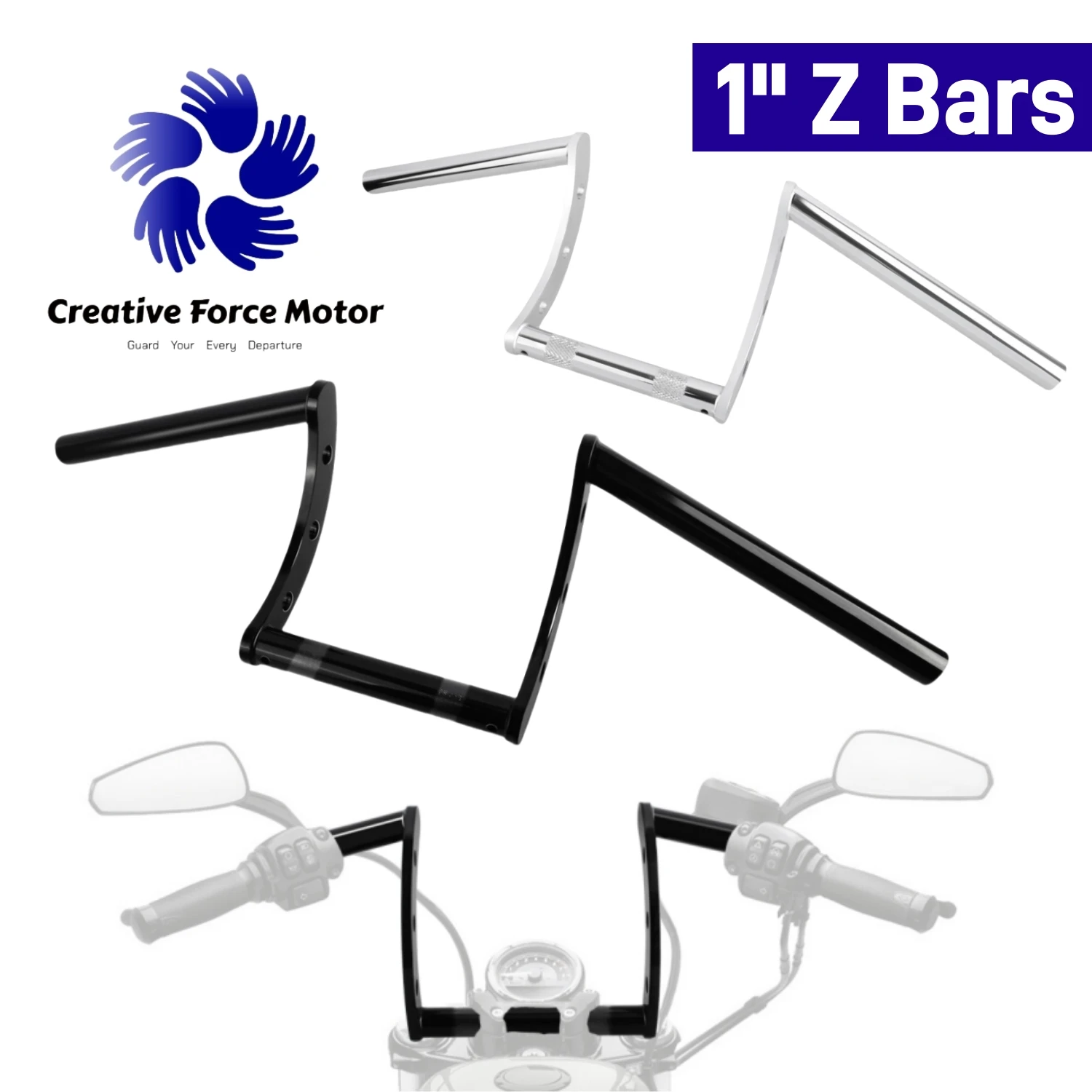 

Motorcycles 1" Handle bar 25mm Drag Z Bars Handlebar For Harley Suzuki Kawasaki Ducati Dirt Bike Street Bike Chopper Sportster