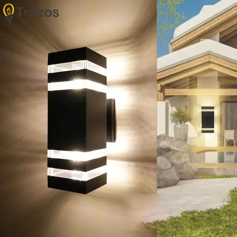 LED Modern Outdoor Wall Lamp Waterproof E27 Lamp Head Black Simple Creative Square PVC Wall Lamp Villa Front Balcony Lamp