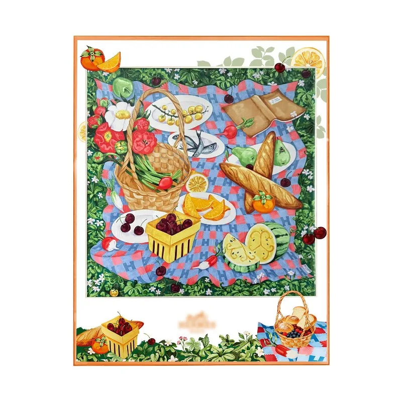 French light luxury living room silk scarf decorative painting high-end sense acrylic mounted modern simple dining side cabinet