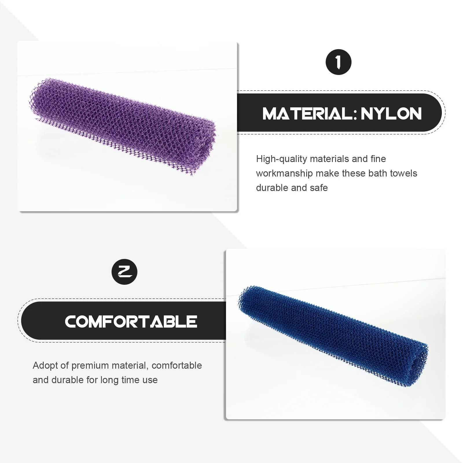 

3pcs Exfoliating Back Scrubber Long Strap Bath Towel For Dead Skin Removal Durable Shower Scrubbing Towel Bathing Supplies