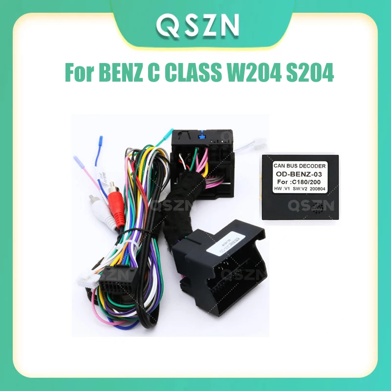 

QSZN Canbus Box OD-BENZ-03 For Mercedes Benz C class W204 S204 C180 C200 2007-2011 16 PIN Wiring Harness Power Cable car radio