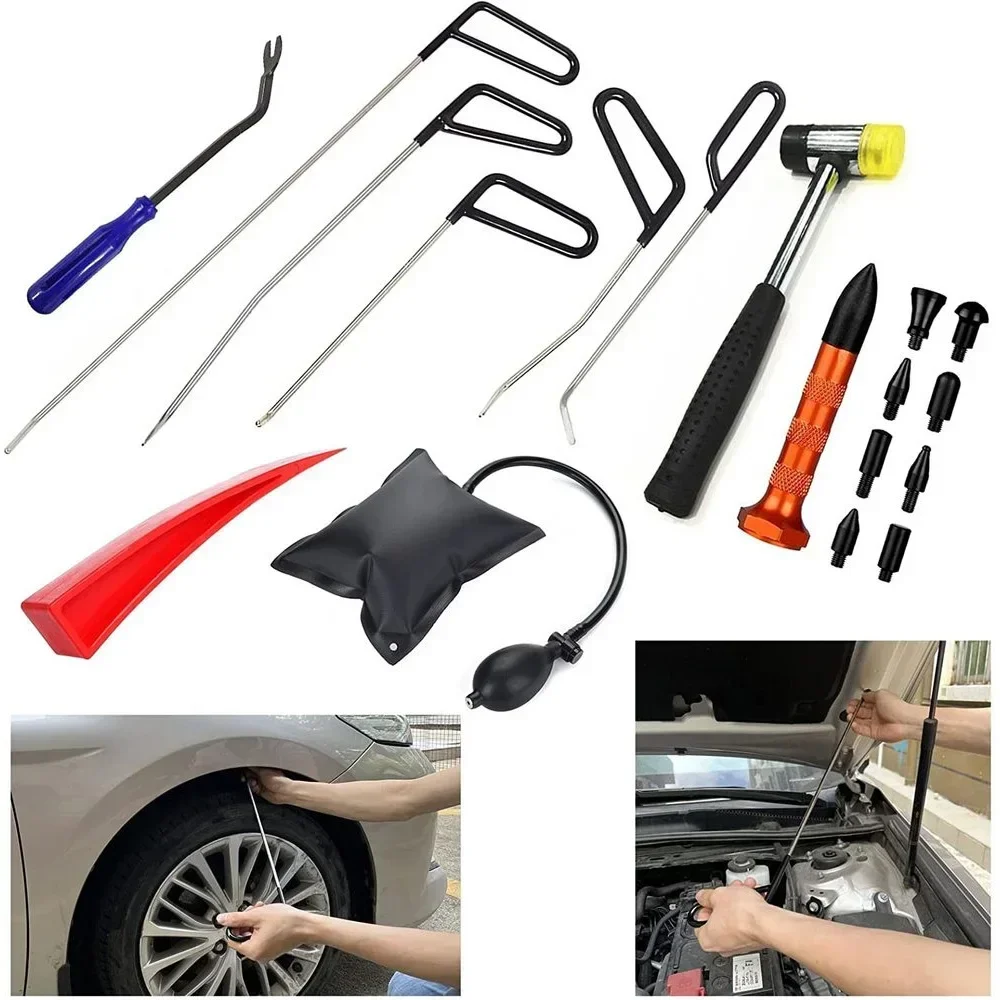 Car Body Paintless Dent Repair Kit Auto Hook Rods Fender Door Dings Dent Slide Hammer Disassembly Tools for Automotive Workshop