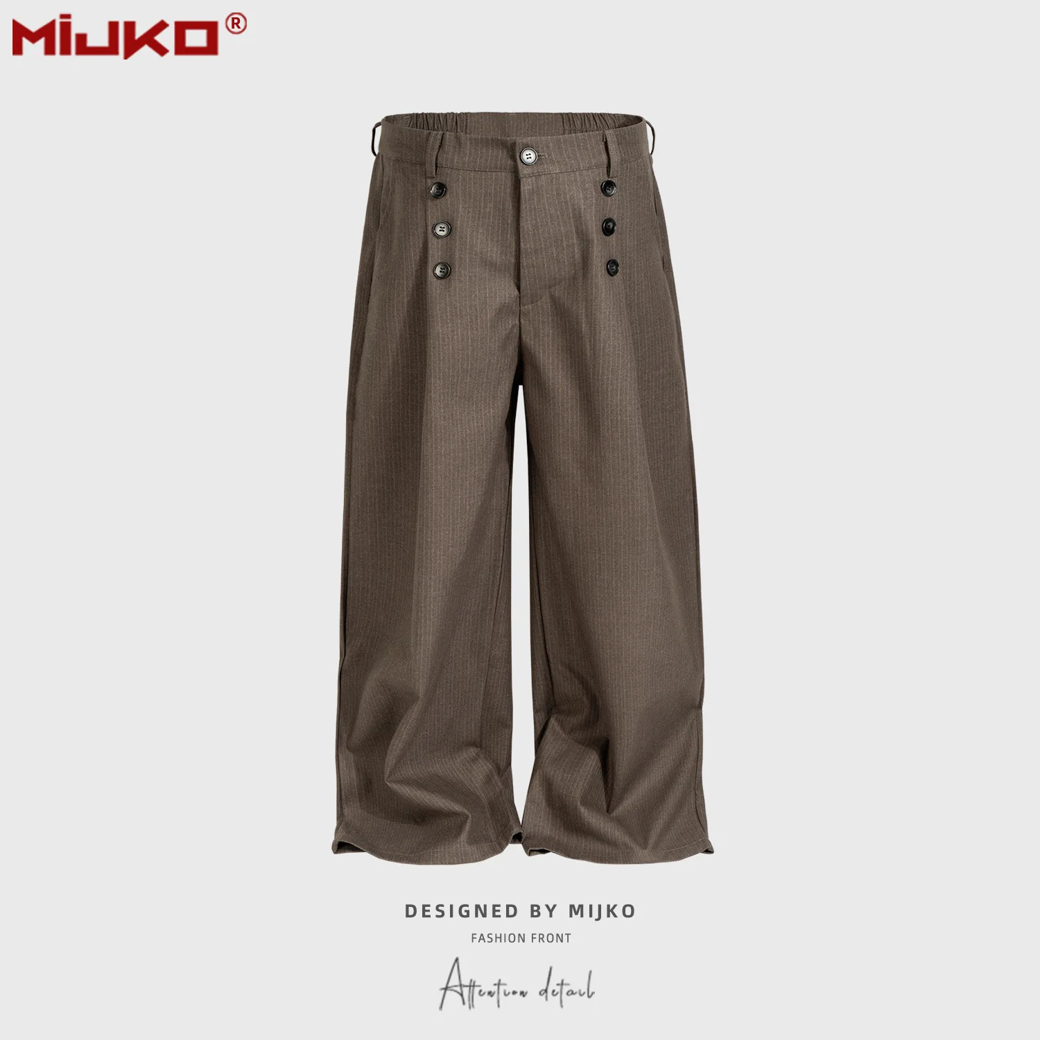 MIJKO Unisex Casual Pants Stripe Brown Suit Design for Men And Women C965