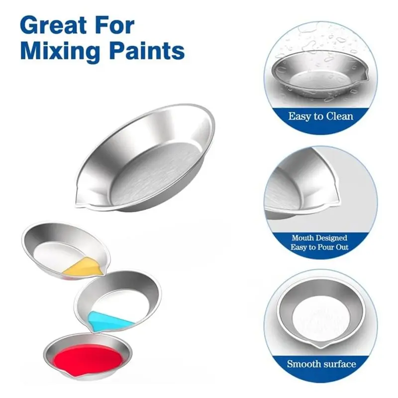 AINY-120Pcs Paint Mixing Balls Stainess Steel, 20Pcs Paint Tray, 6Pcs Paint Eyedroppers Suit For Model Mixing