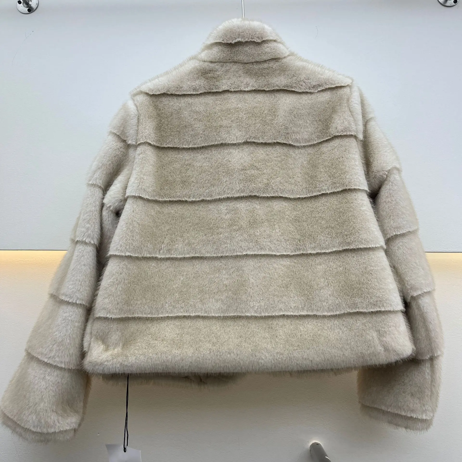 Korean Style Elegant Fashion Retro Stand Collar Long Sleeve Loose Versatile Casual Faux Fur Coats Women's Plush Short Jackets