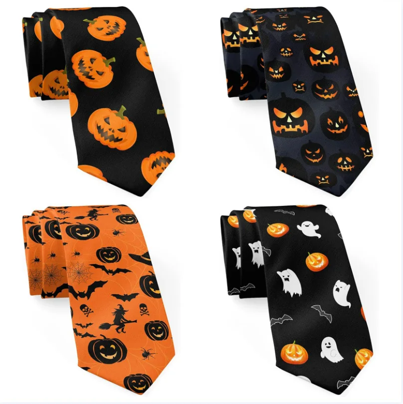 

Halloween Pumpkin Black Tie Props Supplies Cosplay Costumes Pumpkin Head Little Ghost Tie Dress-up Ties Fashion Accessories