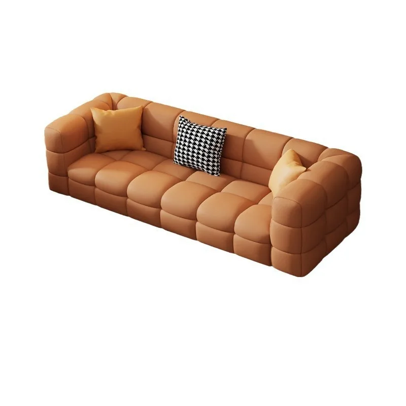 Italian light luxury straight row leather sofa office club negotiation multi-person sofa