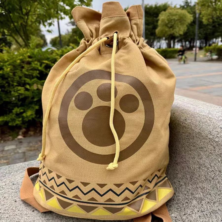 Monster Hunter Airou Cat Drawstring Canvas Backpack Japanese-Style Schoolbag Anime Peripheral