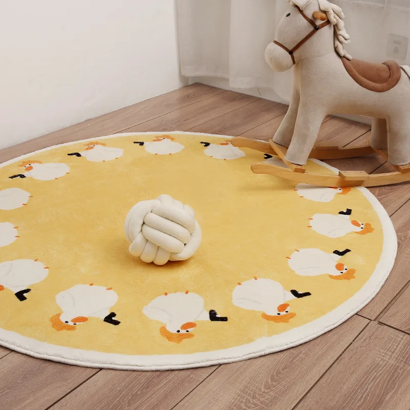 

Cute Cartoon Bedroom Bedside Blanket Living Room Sofa Round Coffee Table Blanket Thickened Nordic Room Carpet Carpet Home POD