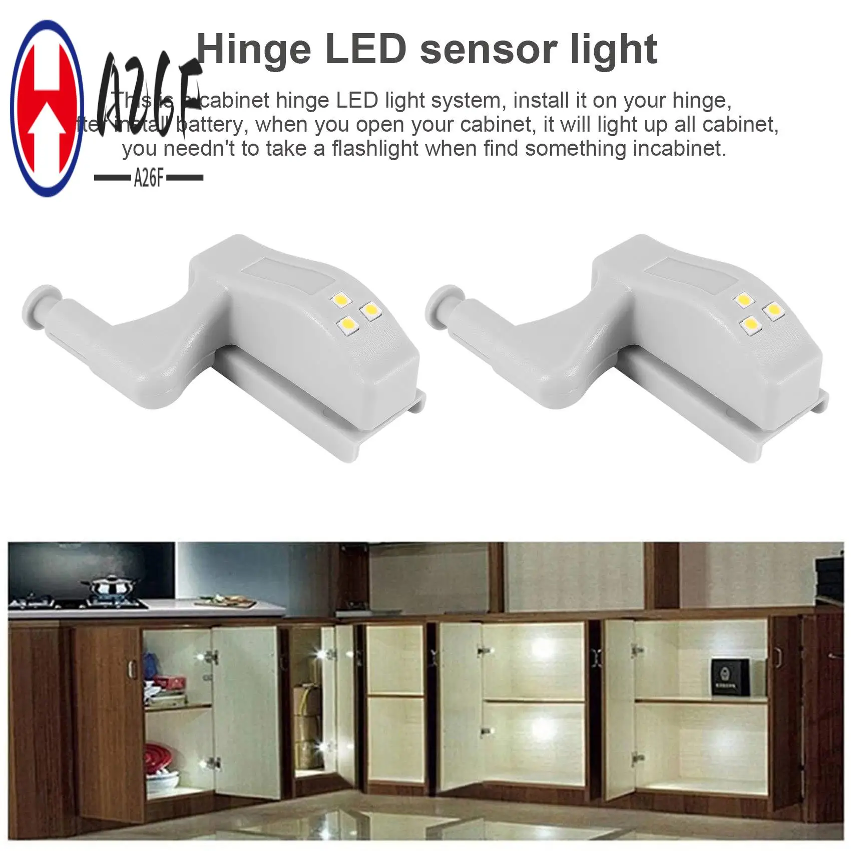 

A26F-10Pcs Cabinet Cupboard Wardrobe LED Hinge Light Smart Sensor Lamp