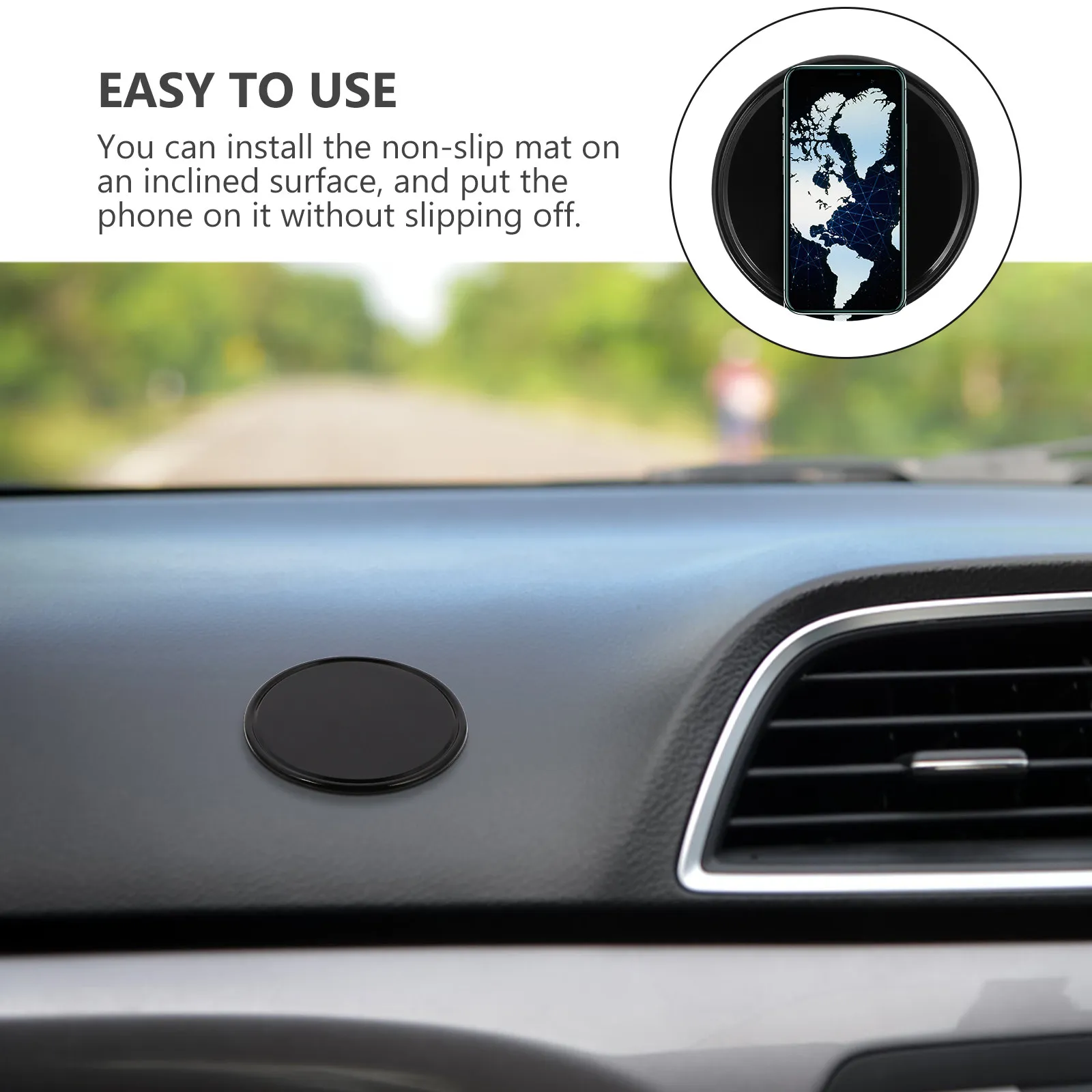 

10Pcs Round Non-Slip Phone Pad High-Durability PU Car-Mounted Mat for Dashboard Desk Living Room Coffee Table Hands-Free Viewing