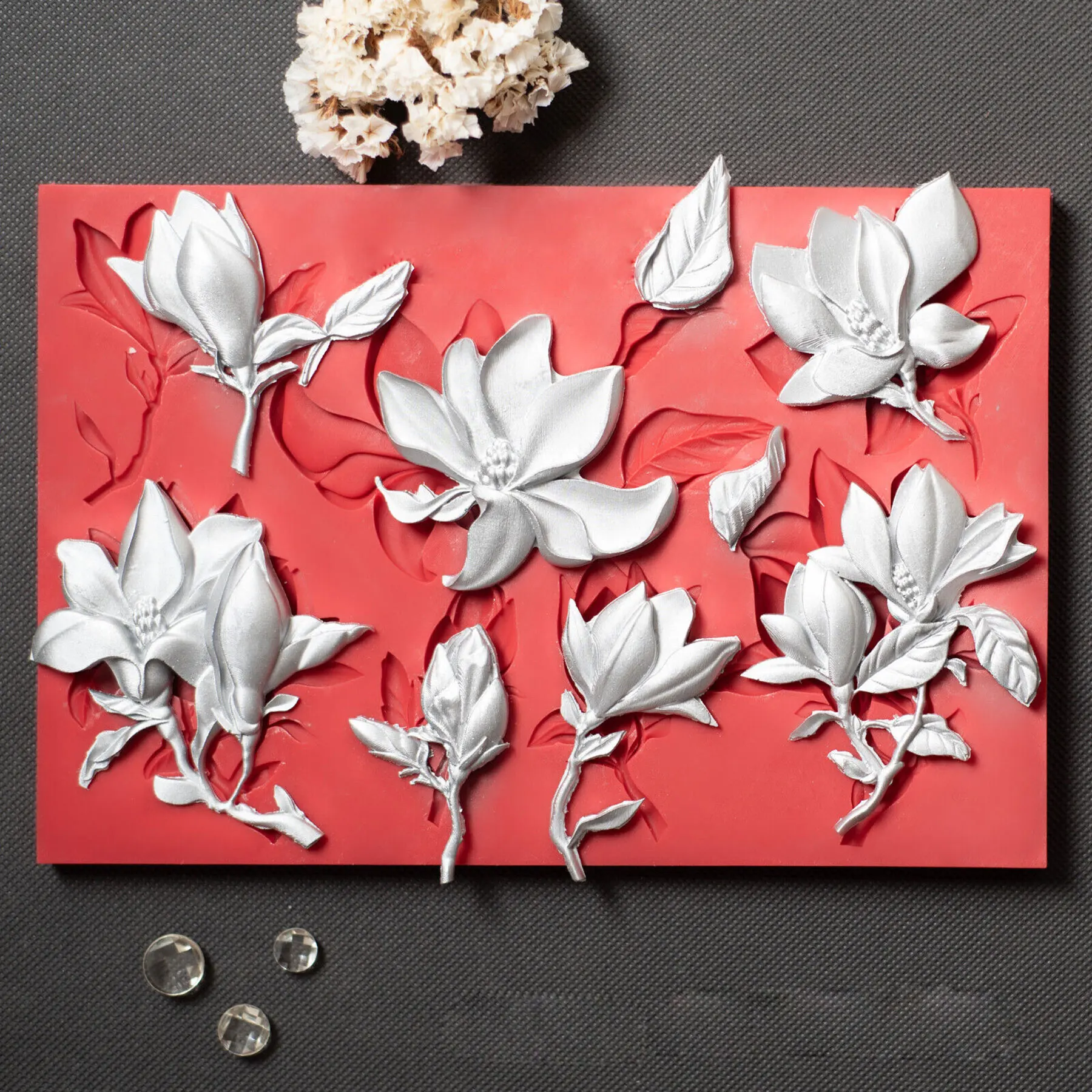 Magnolia Grace - Flowers Silicone Mould Fondant Cake Tool Gumpaste Mould, Sugarcraft, Chocolate Forms,Kitchen Accessories