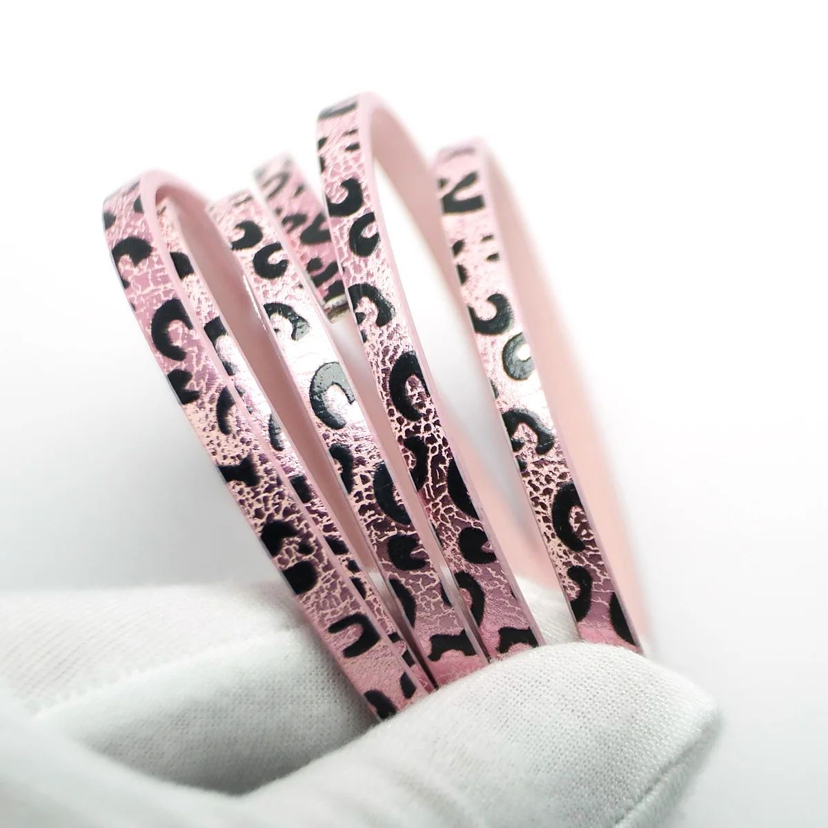 45inches Pink Soft Faux Leather Cord,Cow Pattern 5mm Leather Strips,Bracelet Cord, Jewelry Cord,Bracelet Making,Leather Hat Band