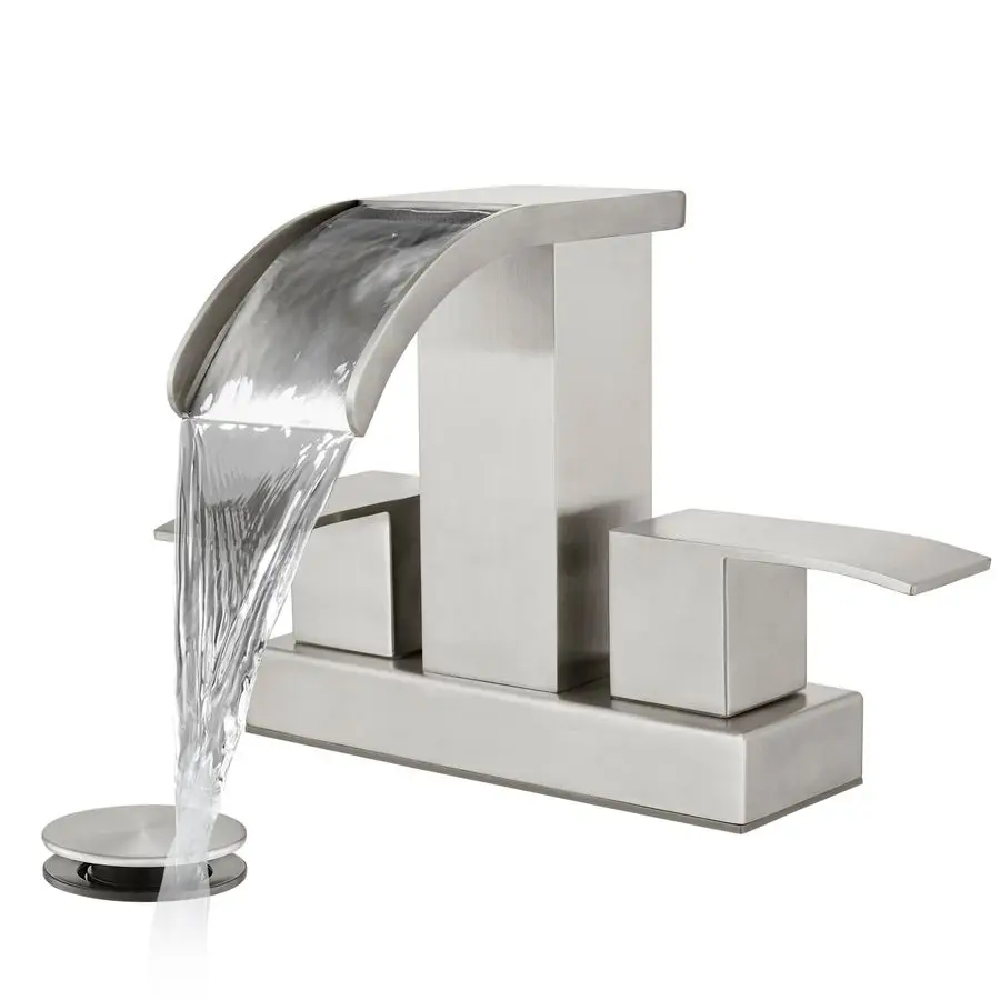 

Waterfall 4 Inch Centerset Bathroom Sink Faucet 2 Handle Basin Faucets 2 or 3 Hole Deck Mount with Pop Up Drain Included Lavator