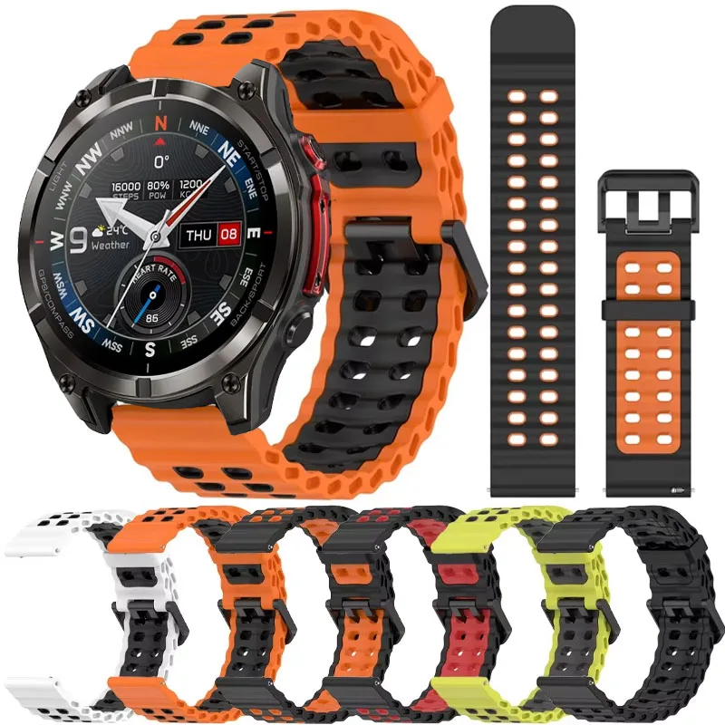 Breathable Silicone Strap 22MM For Zeblaze Stratos 4 PRO/Stratos 4 3 2 Ultra Band For Zeblaze Ares 3 Plus/Vibe 8 7 7 Pro 7 Lite